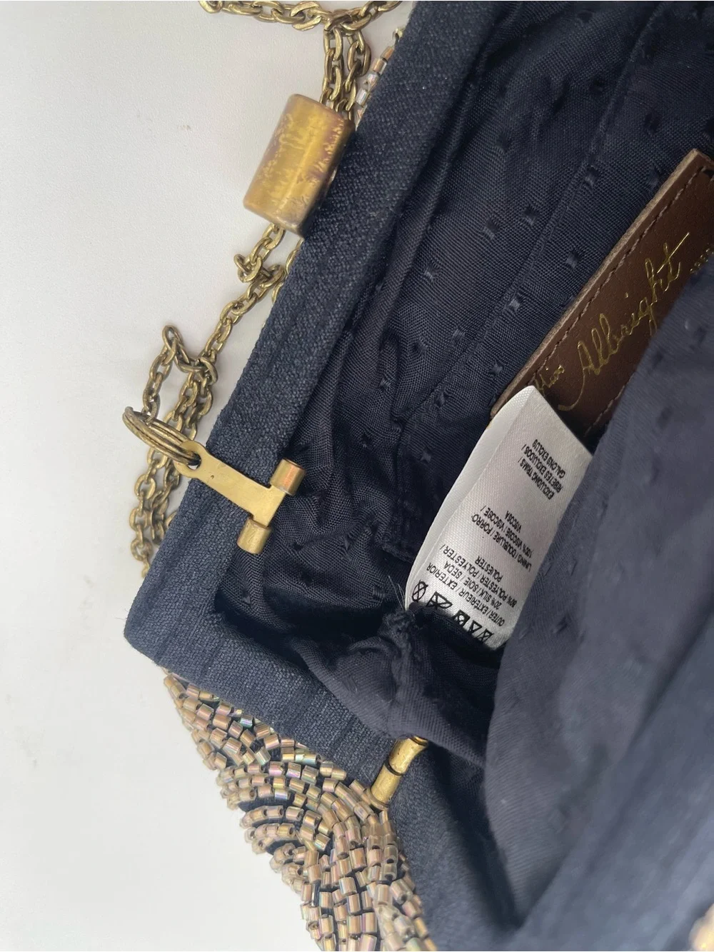Anthropologie Miss Albright Beaded Evening Clutch Clamshell Chain Strap NWT